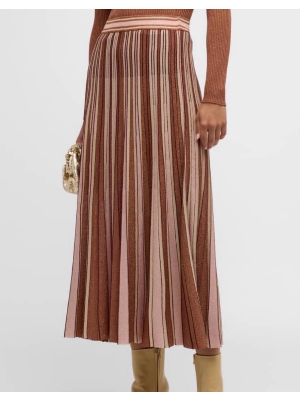 Zimmermann Luminosity Striped Lurex Midi Skirt